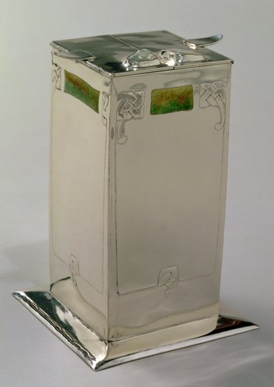 Silber- und Emaillebiskuitdose von Archibald Knox, 1901 von Unbekannt Unbekannt